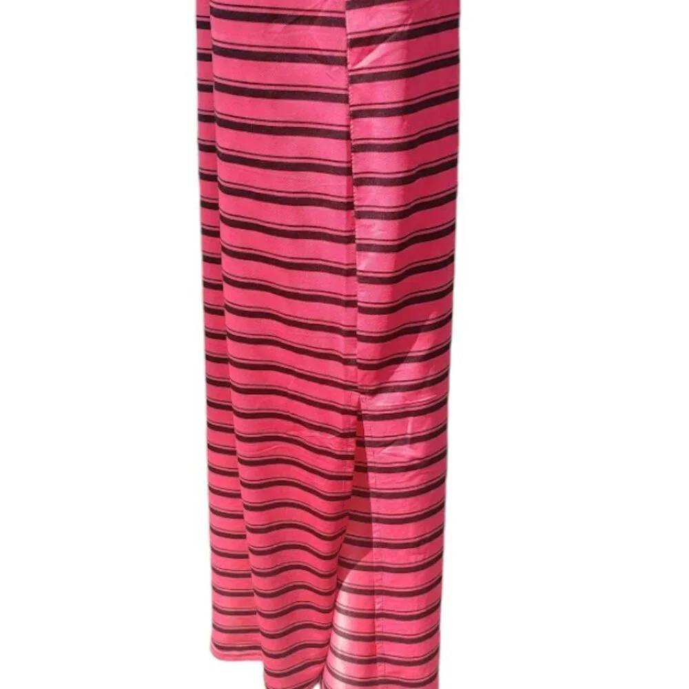 Trucci Pink and Black, Polyester Strip Maxi Dress SZ LARGE - Picture 3 of 4